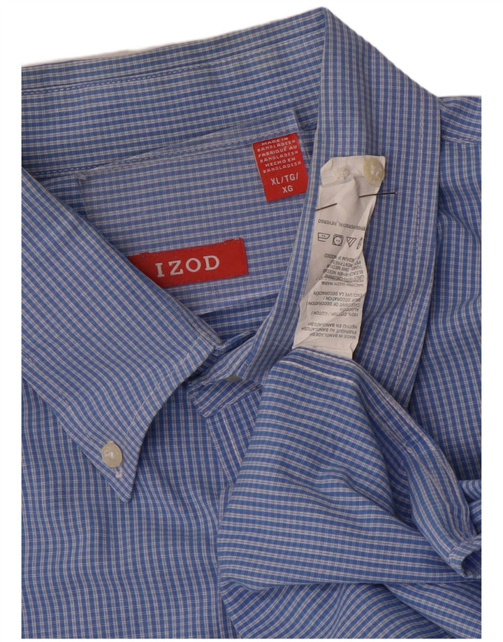 IZOD Mens Shirt XL Blue Check Cotton