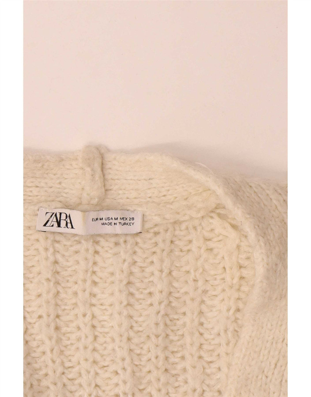 Zara Womens Oversized Open Cardigan Sweater UK 14 Medium Beige Acrylic