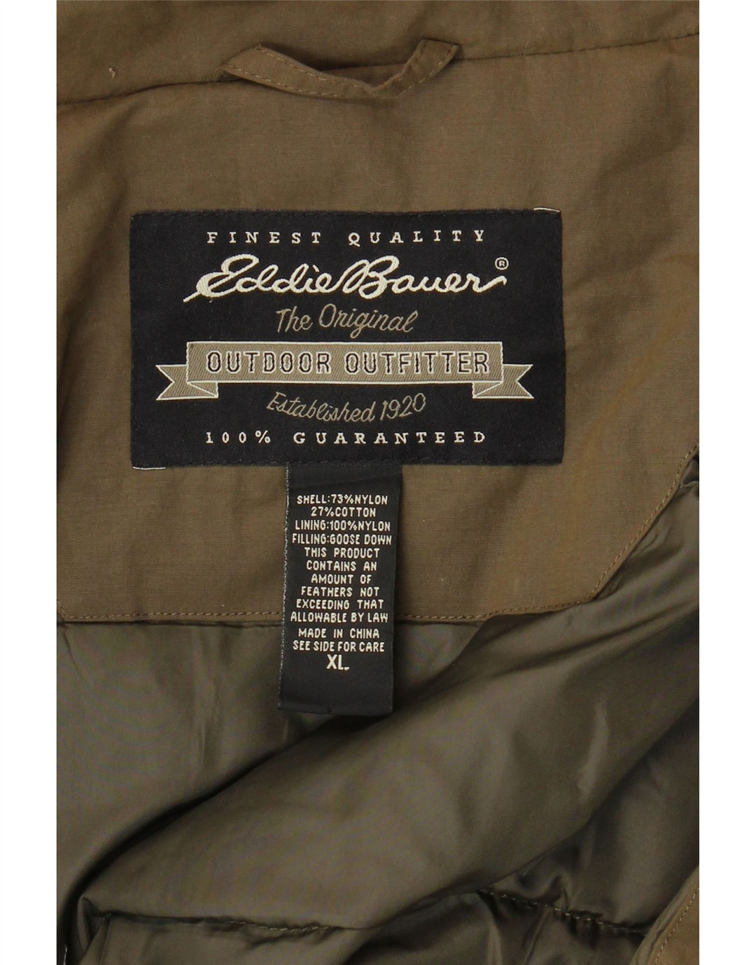 Eddie Bauer Mens Padded Jacket UK 42 XL Khaki Nylon