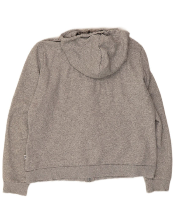 Puma Womens Graphic Zip Hoodie Sweater UK 16 Large Grey Cotton
