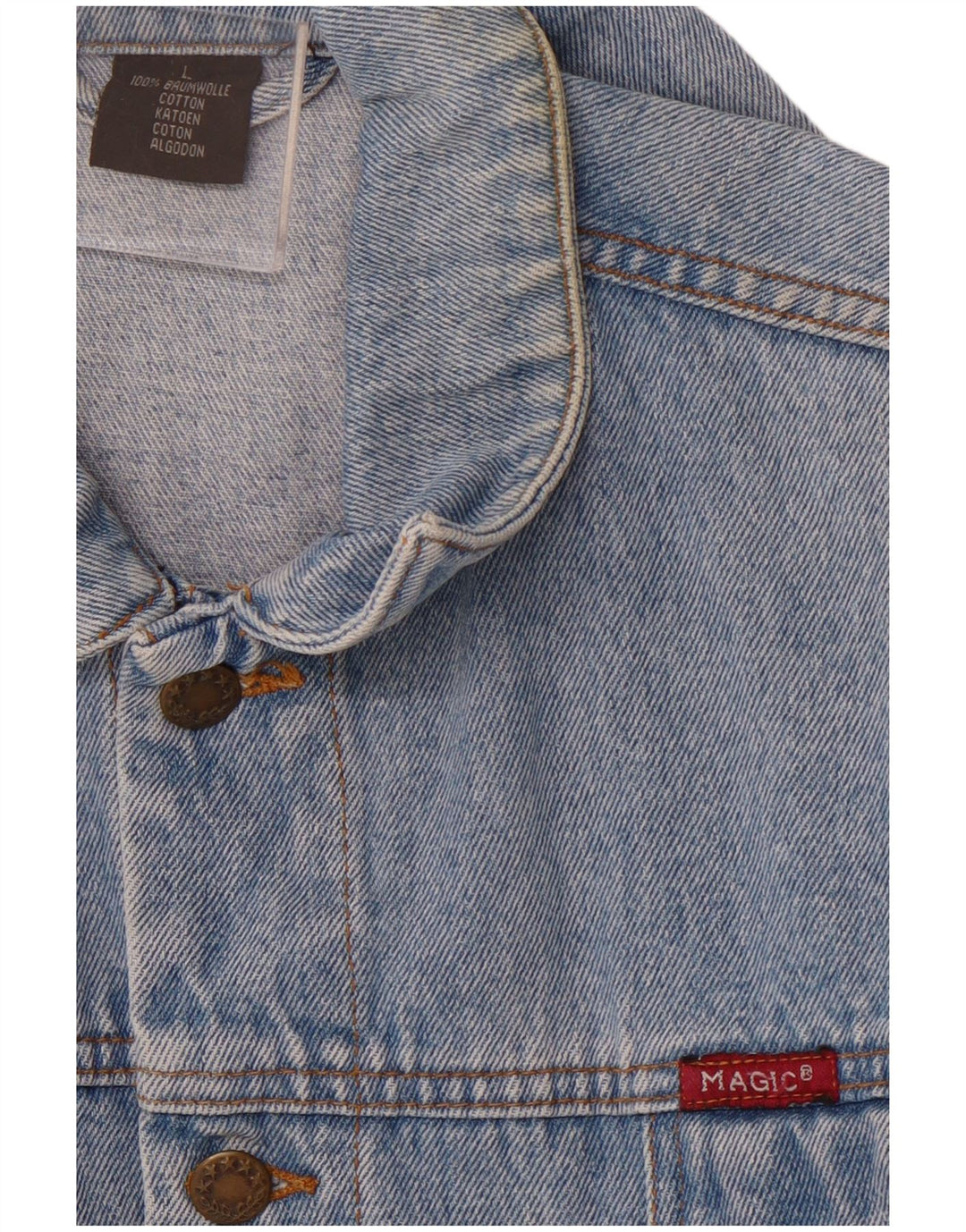 MAGIC VENTURE Womens Denim Jacket UK 16 Large Blue Cotton