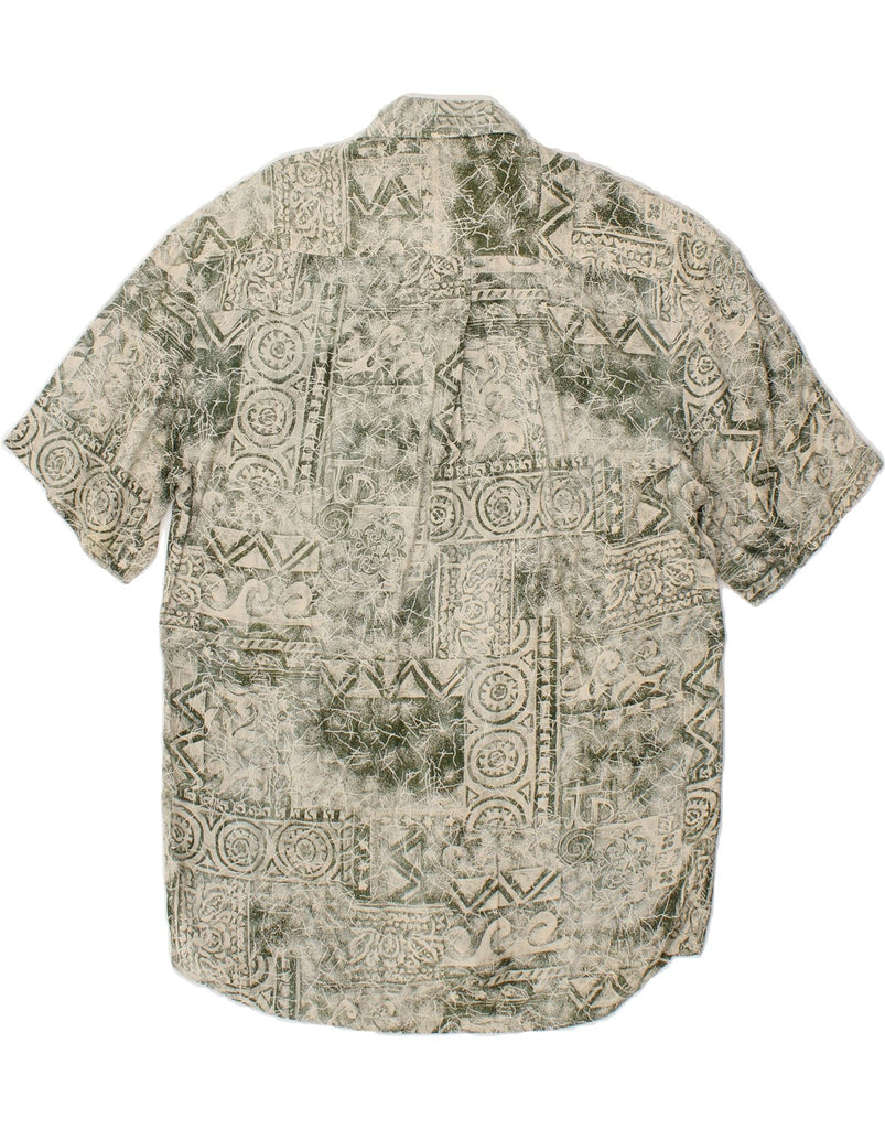 RODRIGO Mens Abstract Pattern Short Sleeve Shirt Large Grey Viscose Vintage Rodrigo and Second-Hand Rodrigo from Messina Hembry 