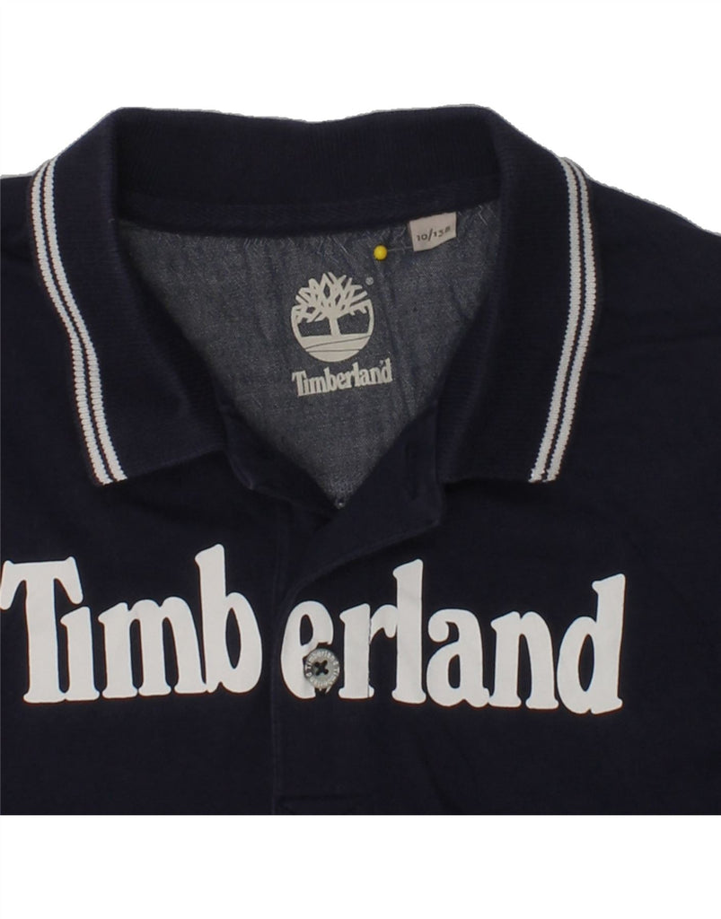 TIMBERLAND Boys Graphic Polo Shirt 9-10 Years Navy Blue | Vintage Timberland | Thrift | Second-Hand Timberland | Used Clothing | Messina Hembry 