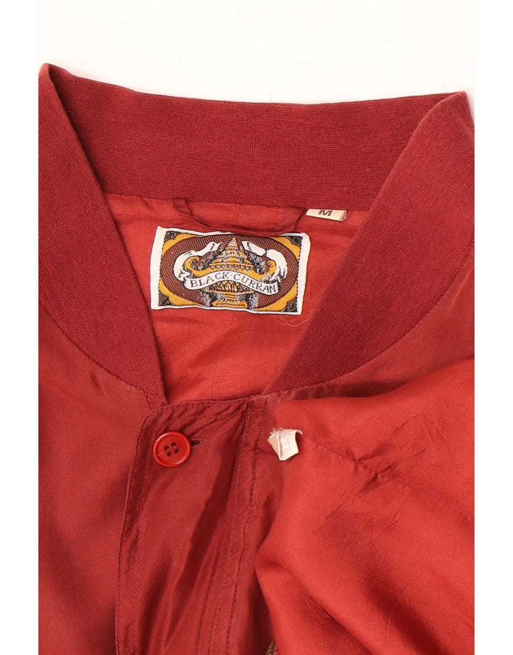 Vintage Mens Loose Fit Bomber Jacket UK 38 Medium Red Silk