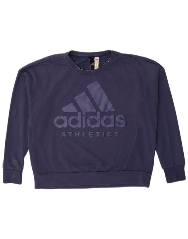 Adidas Womens Graphic Oversized Sweatshirt Jumper UK 16/18 Large Navy Blue