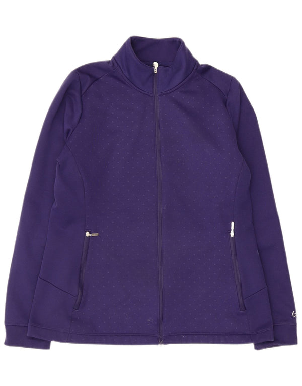 Nike Womens Therma-Fit Tracksuit Top Jacket UK 16 Large Purple Spotted