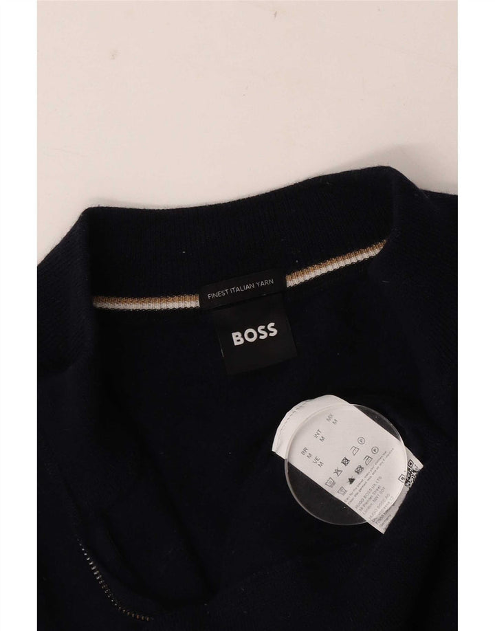 Hugo Boss Womens Cardigan Sweater UK 12 Medium Navy Blue Virgin Wool