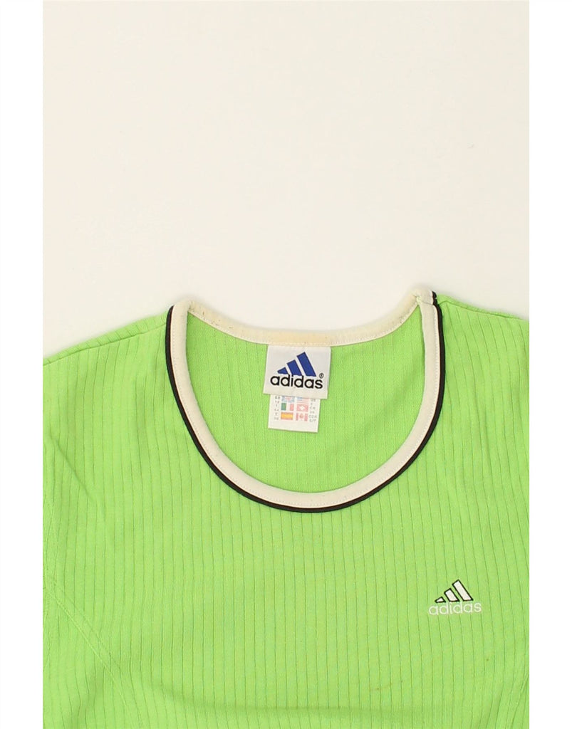 ADIDAS Womens T-Shirt Top UK 12 Medium Green Cotton | Vintage Adidas | Thrift | Second-Hand Adidas | Used Clothing | Messina Hembry 