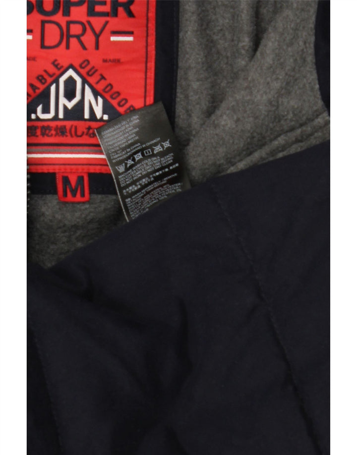 Superdry Mens Hooded Padded Jacket UK 38 Medium Navy Blue Polyester