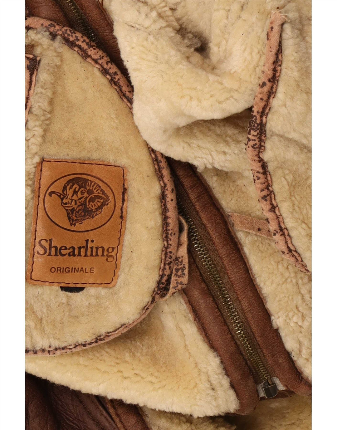 Vintage Mens Shearling Jacket UK 38 Medium Brown