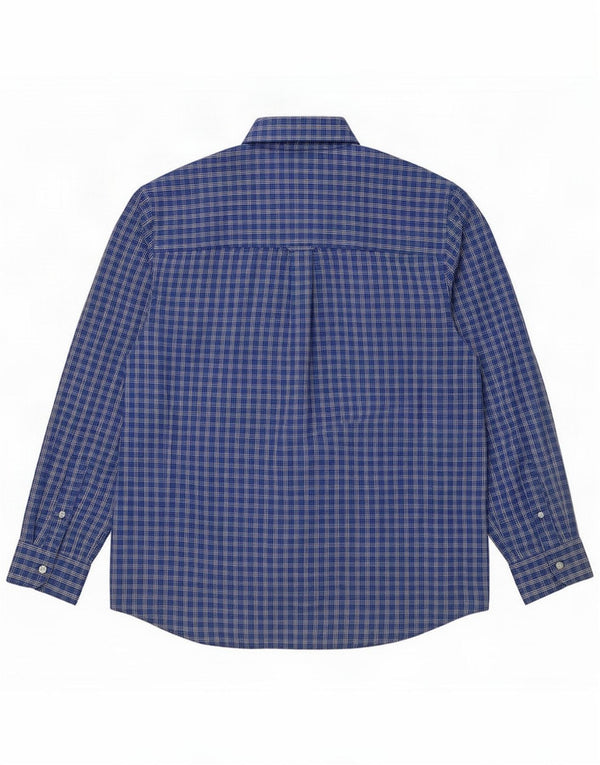 Chaps Mens Shirt XL Navy Blue Check Cotton