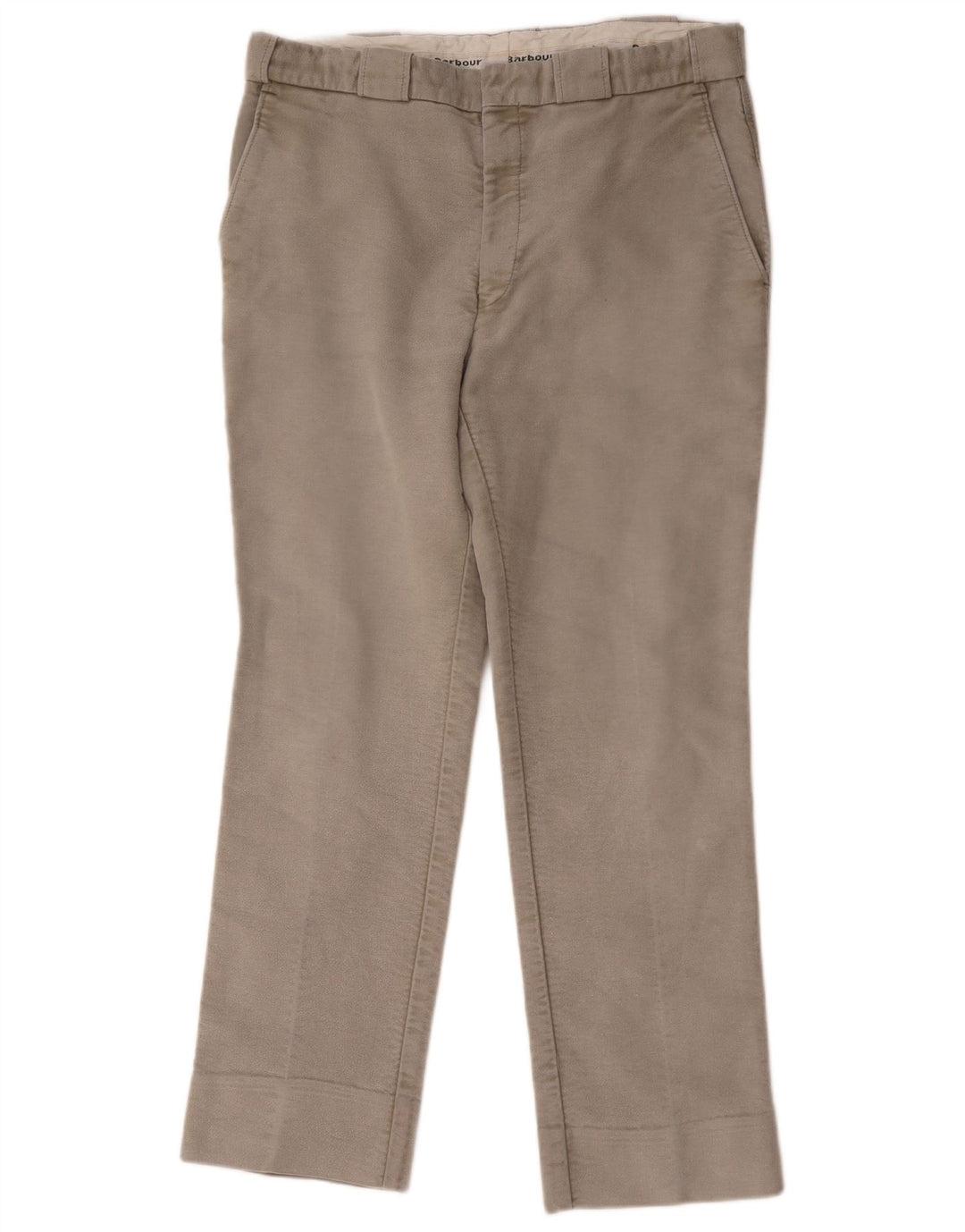 Barbour Mens Straight Chino Trousers W36 L30 Grey Cotton