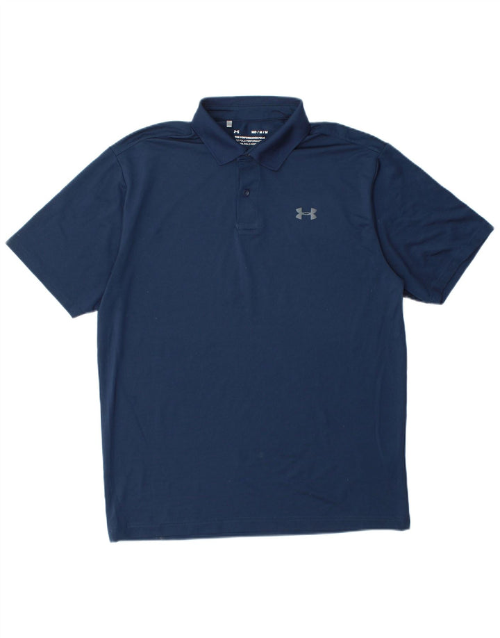 UNDER ARMOUR Mens Heat Gear Polo Shirt Medium Navy Blue Polyester