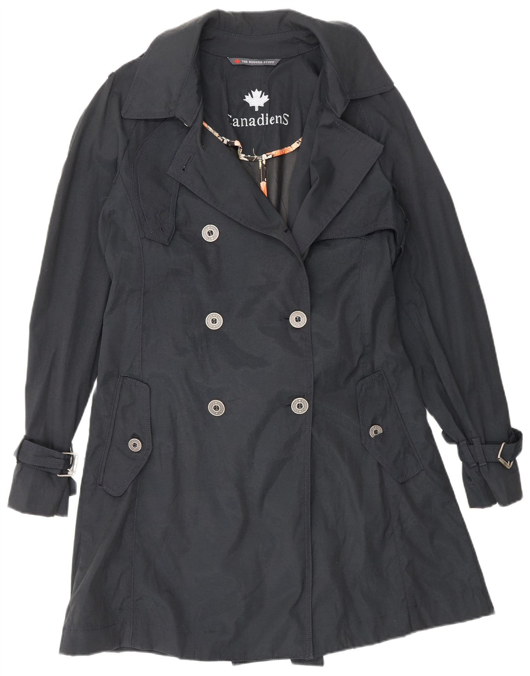 Canadiens Womens Trench Coat IT 44 Medium Navy Blue Nylon