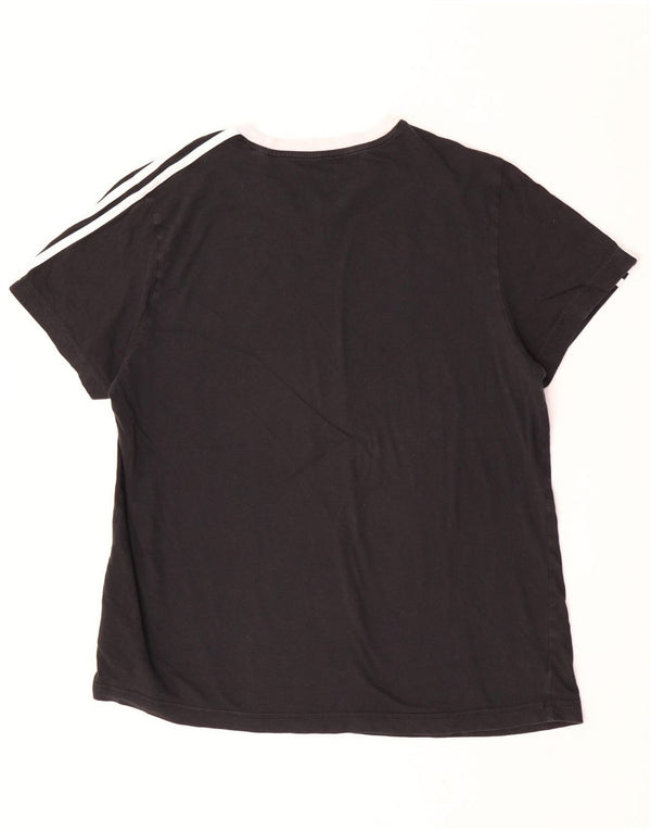 Adidas Womens T-Shirt Top UK 16/18 Large Black Cotton