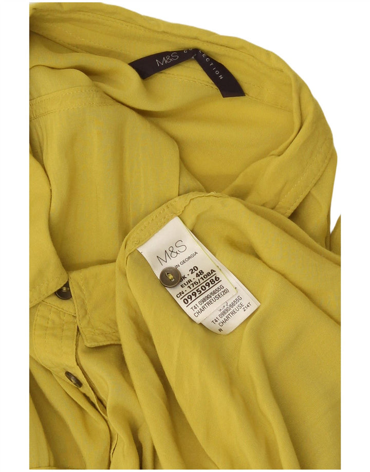 Marks & Spencer Womens Shirt Blouse UK 20 2XL Yellow Viscose