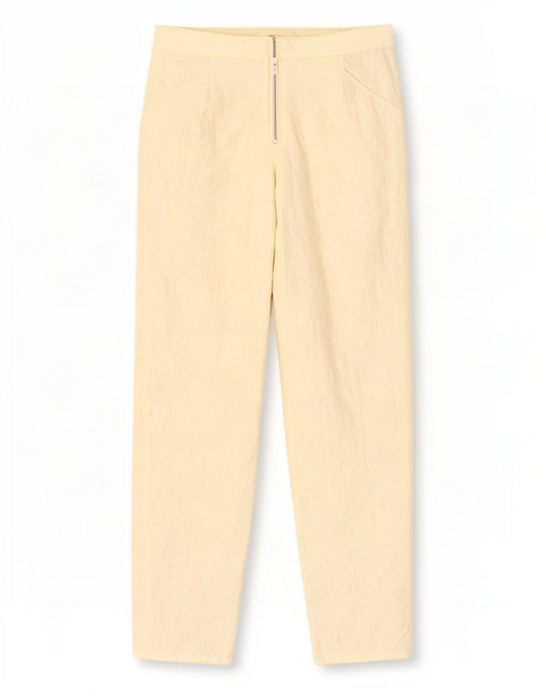 Sisley Womens High Waist Quilted Casual Trousers W30 L29 Yellow Polyester