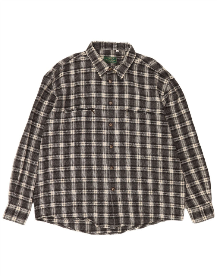 European Project Mens Flannel Shirt 2XL Grey Check Wool