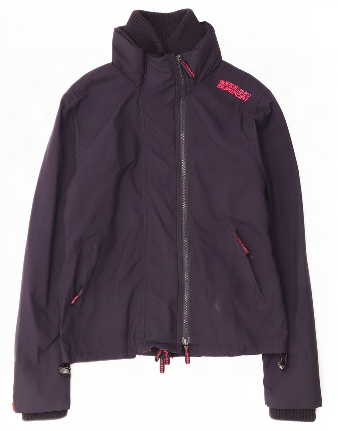 Superdry Womens Rain Jacket UK 14 Medium Navy Blue Nylon
