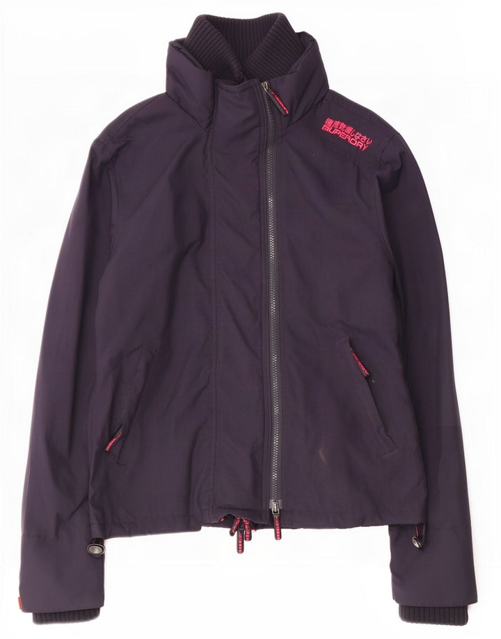 Superdry Womens Rain Jacket UK 14 Medium Navy Blue Nylon