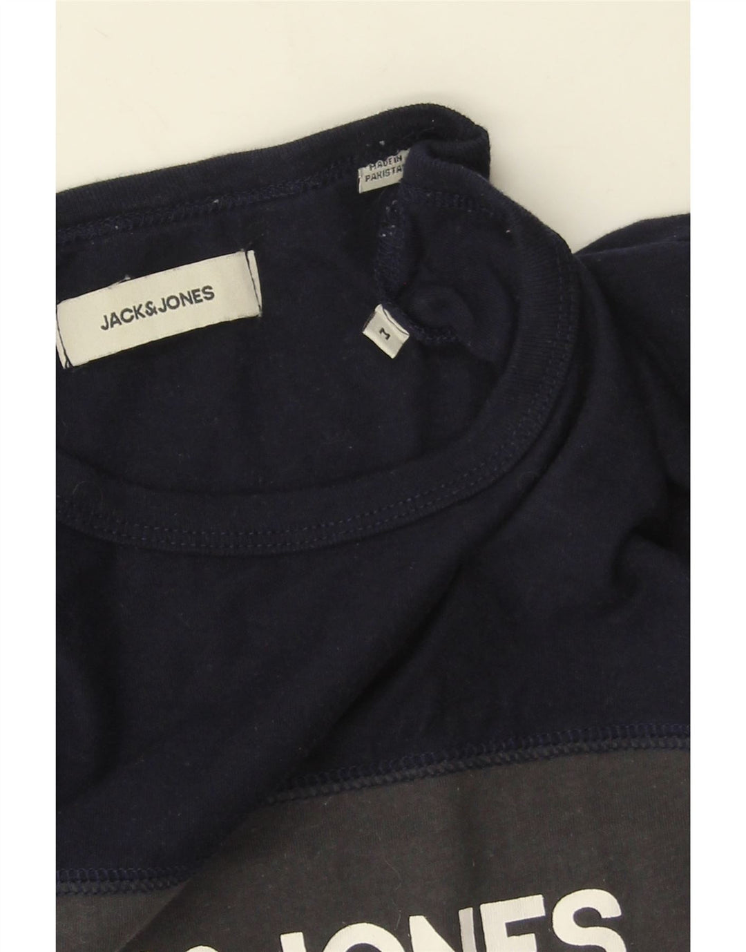 Jack & Jones Mens Graphic T-Shirt Top Medium Grey Colourblock Cotton