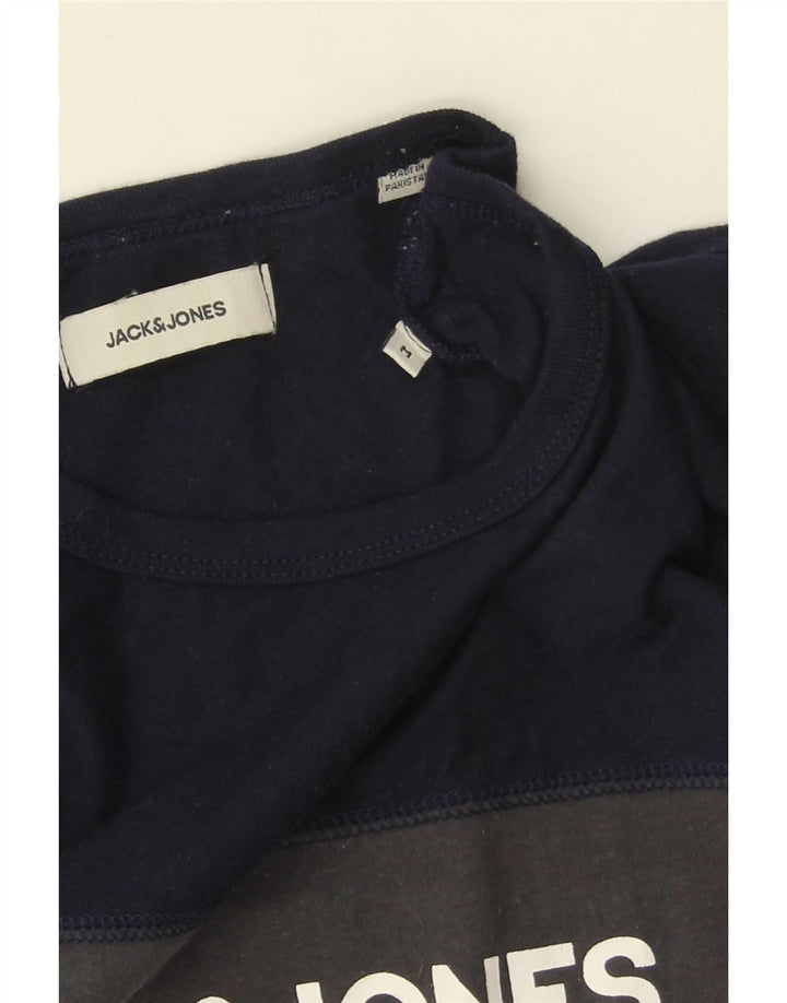 Jack & Jones Mens Graphic T-Shirt Top Medium Grey Colourblock Cotton