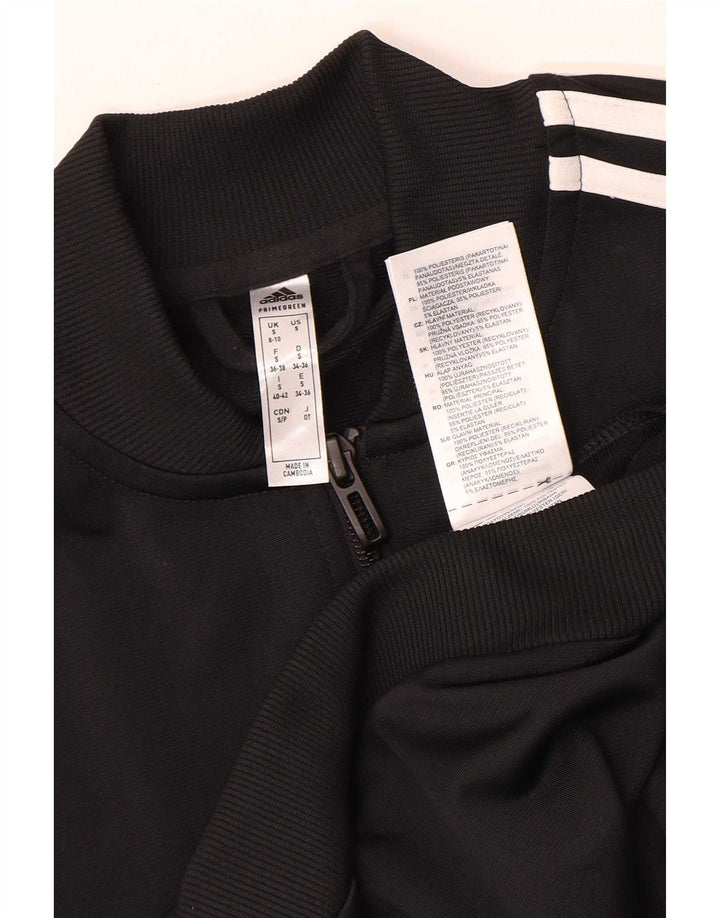 Adidas Womens Tracksuit Top Jacket UK 8/10 Small Black Polyester