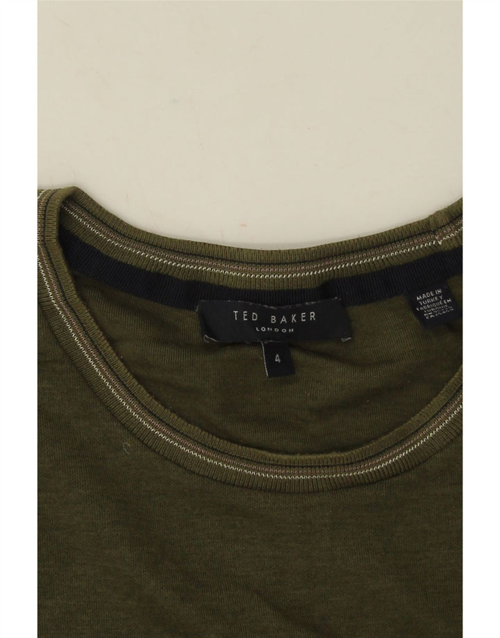 Ted Baker Mens T-Shirt Top Size 4 Large Khaki Cotton