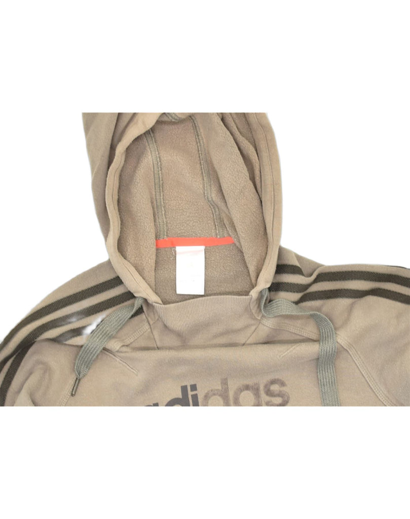 ADIDAS Womens Graphic Hoodie Jumper UK 14 Large Beige Cotton | Vintage | Thrift | Second-Hand | Used Clothing | Messina Hembry 