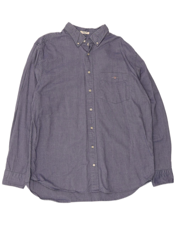 Gant Mens Regular Fit Shirt Size 45/46 2XL Blue Cotton