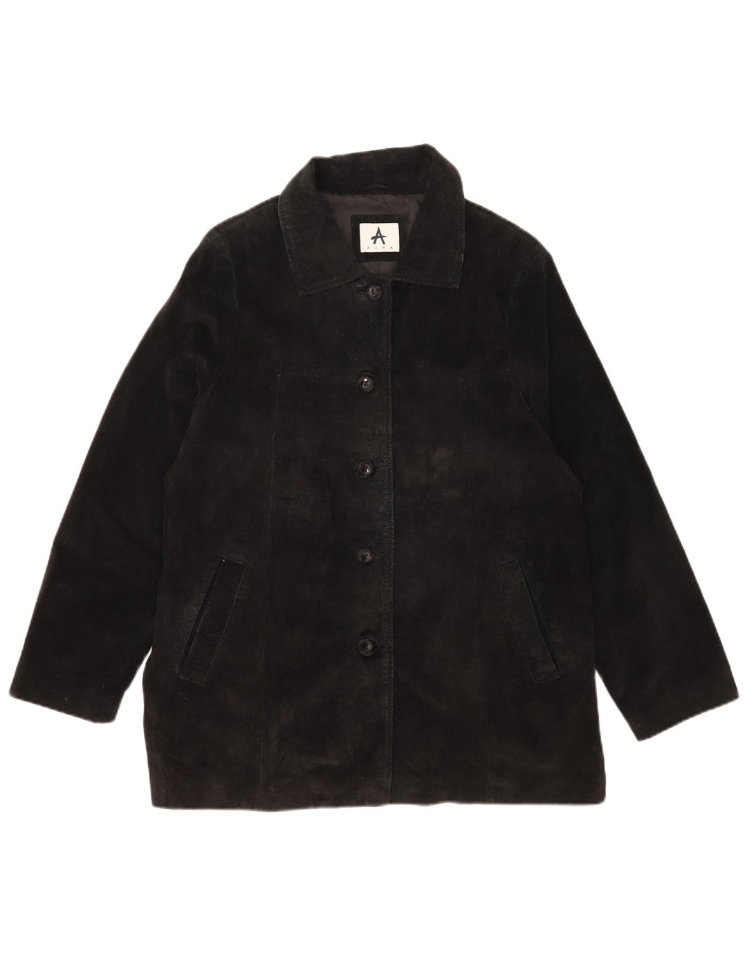 Vintage Womens Suede Jacket UK 18 XL Black Leather