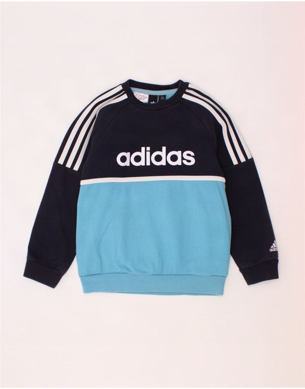 Adidas Boys Graphic Sweatshirt Jumper 6-7 Years Navy Blue Colourblock