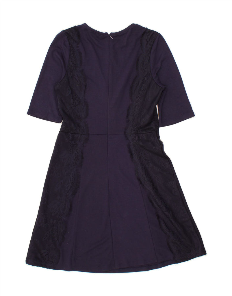 WAREHOUSE Womens A-Line Dress UK 12 Medium  Navy Blue Colourblock Viscose Vintage Warehouse and Second-Hand Warehouse from Messina Hembry 