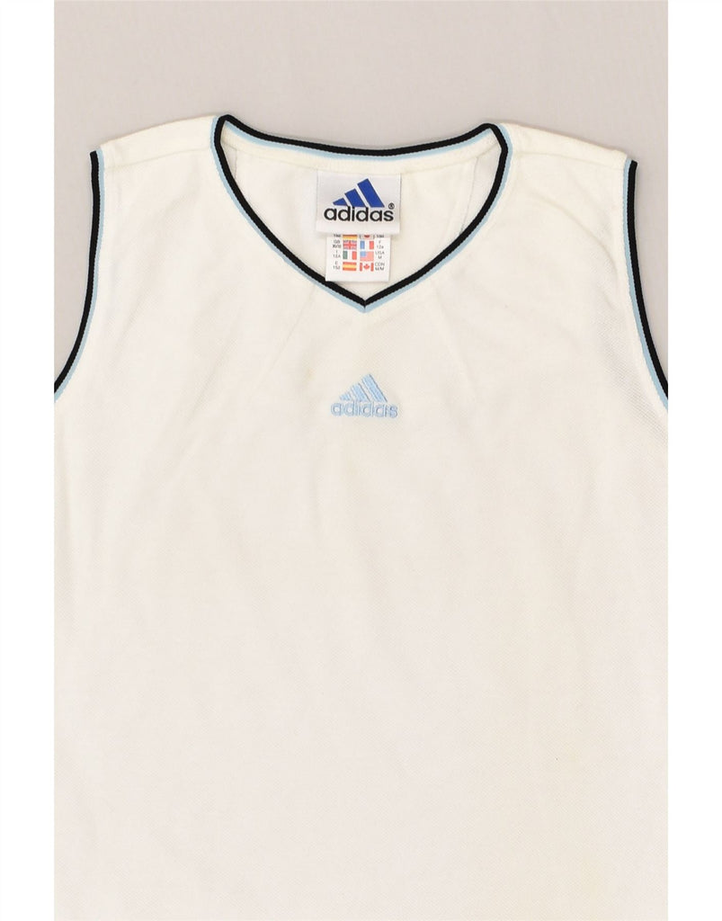 ADIDAS Girls Vest Top 11-12 Years White Cotton | Vintage Adidas | Thrift | Second-Hand Adidas | Used Clothing | Messina Hembry 