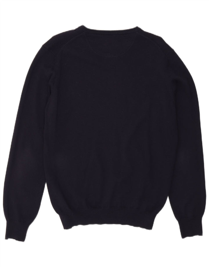 HENRY COTTONS Mens V-Neck Jumper Sweater Large Navy Blue