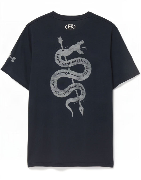 Under Armour Mens Heat Gear Graphic T-Shirt Top Small Navy Blue Cotton