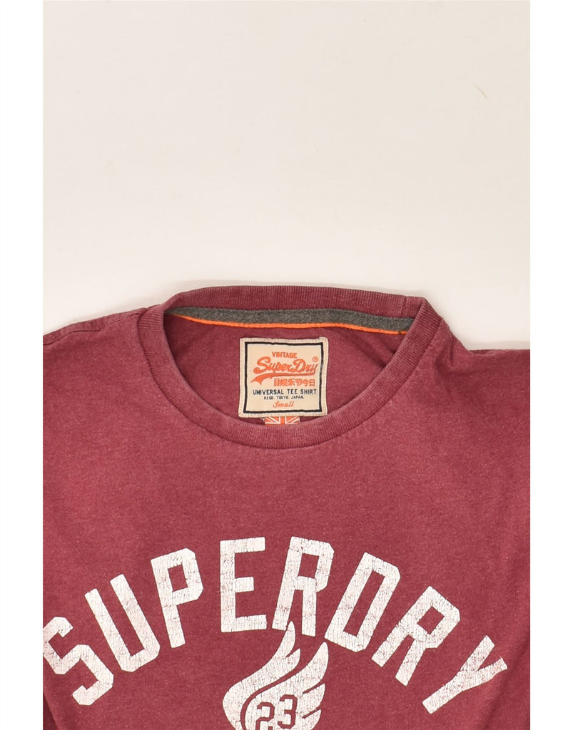 SUPERDRY Mens Graphic T-Shirt Top Small Burgundy Cotton | Vintage Superdry | Thrift | Second-Hand Superdry | Used Clothing | Messina Hembry 