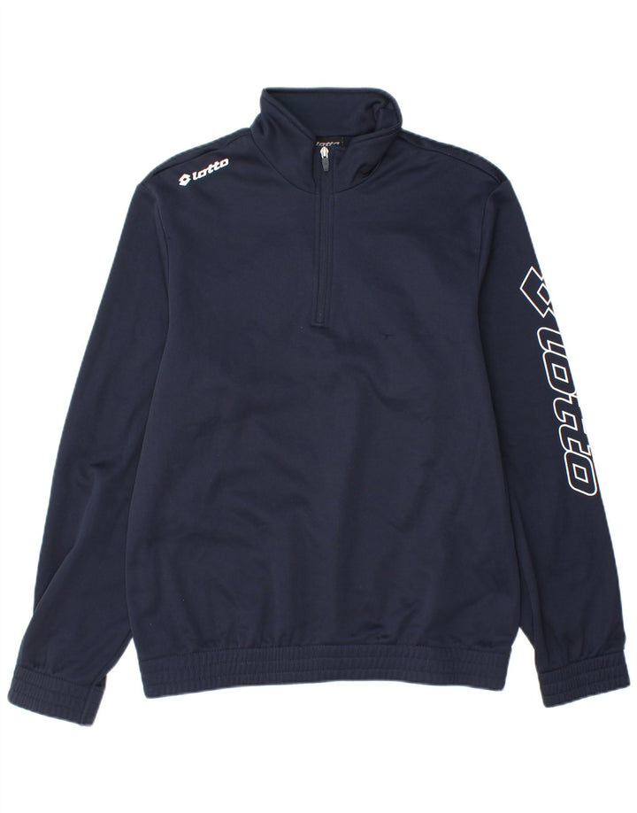 Lotto Mens Graphic Zip Neck Pullover Tracksuit Top Medium Navy Blue