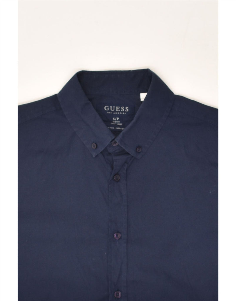 GUESS Mens Short Sleeve Shirt Small Navy Blue Cotton | Vintage Guess | Thrift | Second-Hand Guess | Used Clothing | Messina Hembry 