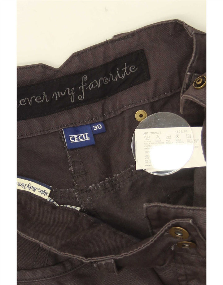 Cecil Womens Straight Cargo Trousers W30 L32 Grey Cotton