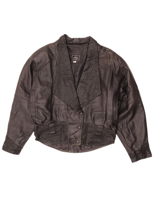 Lee Womens Oversized Leather Jacket UK 10 Small Black Leather