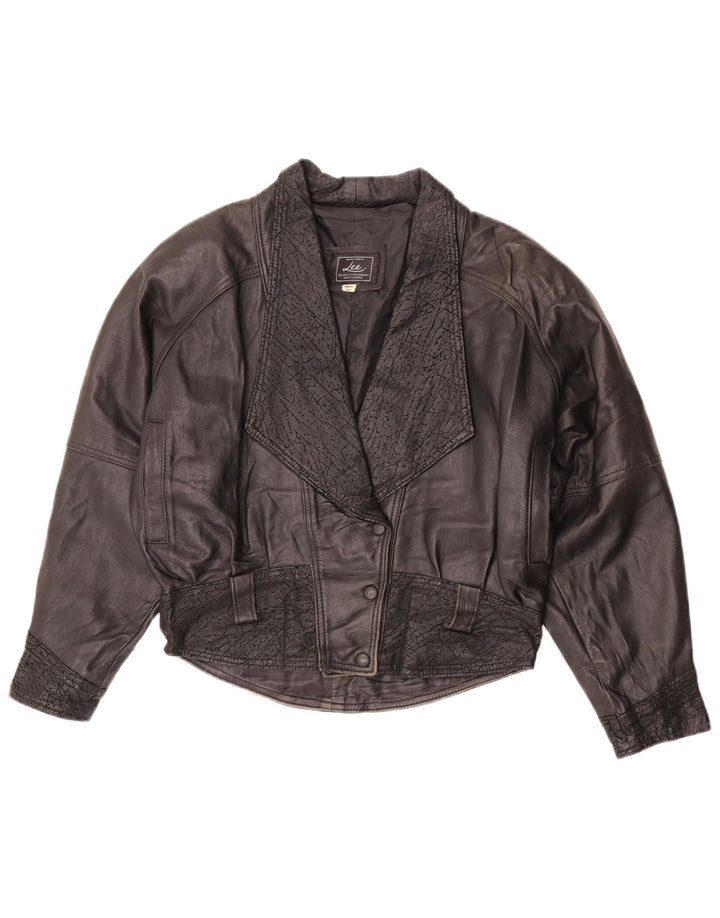 Lee Womens Oversized Leather Jacket UK 10 Small Black Leather