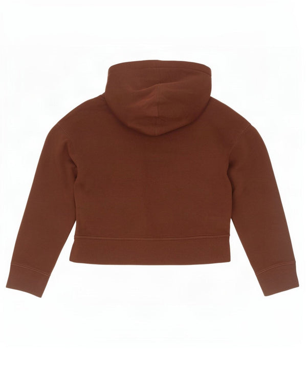 Zara Womens Crop Oversized Hoodie Jumper UK 10 Small Brown Cotton