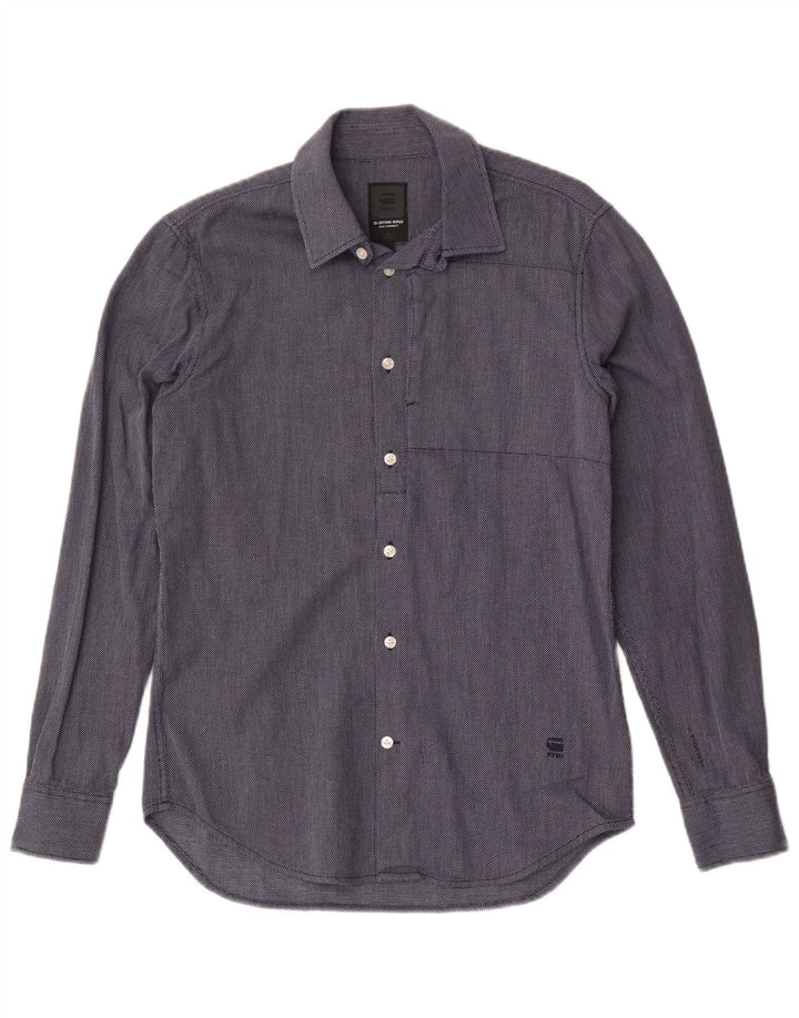 G-Star Mens Shirt Medium Navy Blue Geometric Cotton