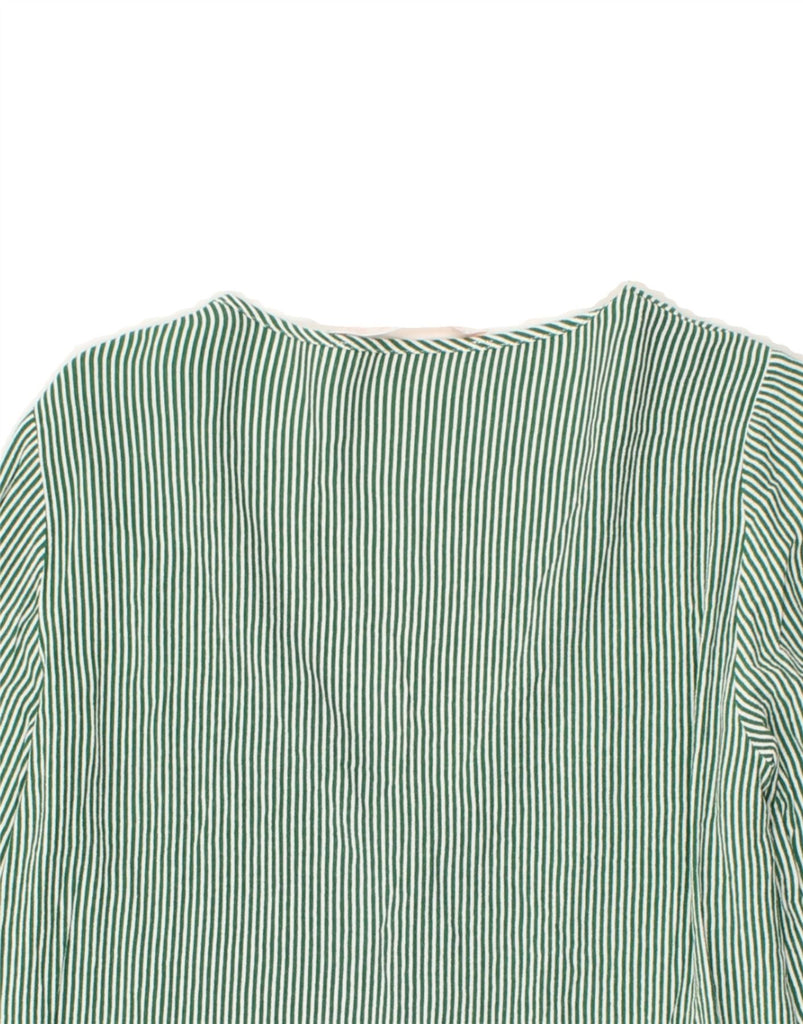 ZARA Womens Shirt Blouse UK 16 Large Green Striped Viscose | Vintage Zara | Thrift | Second-Hand Zara | Used Clothing | Messina Hembry 