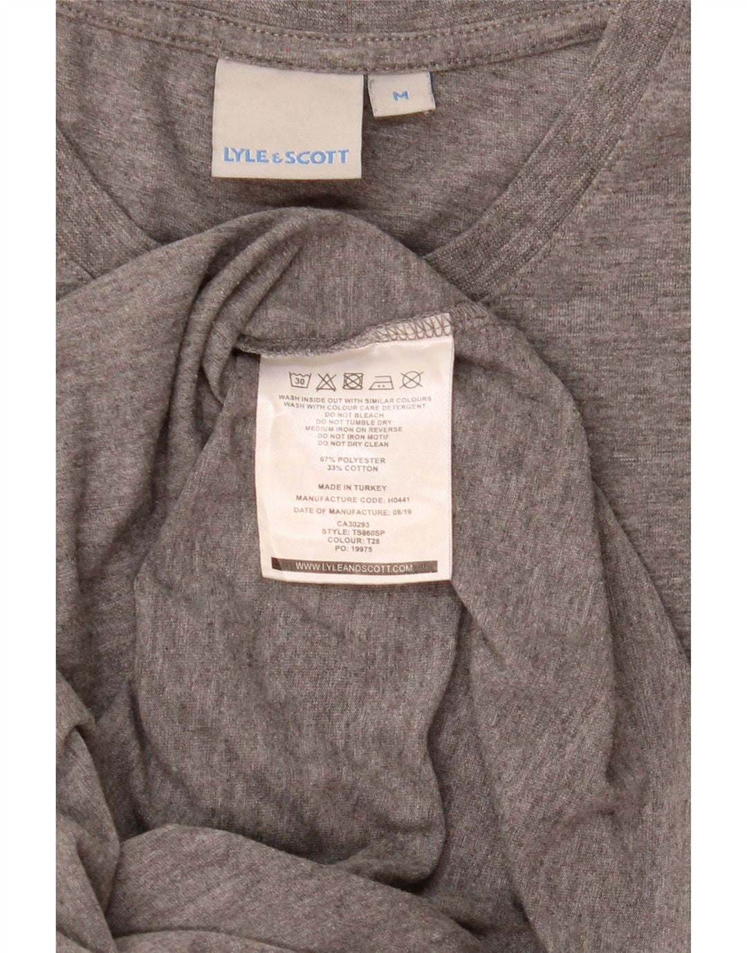 Lyle & Scott Mens T-Shirt Top Medium Grey Flecked Polyester