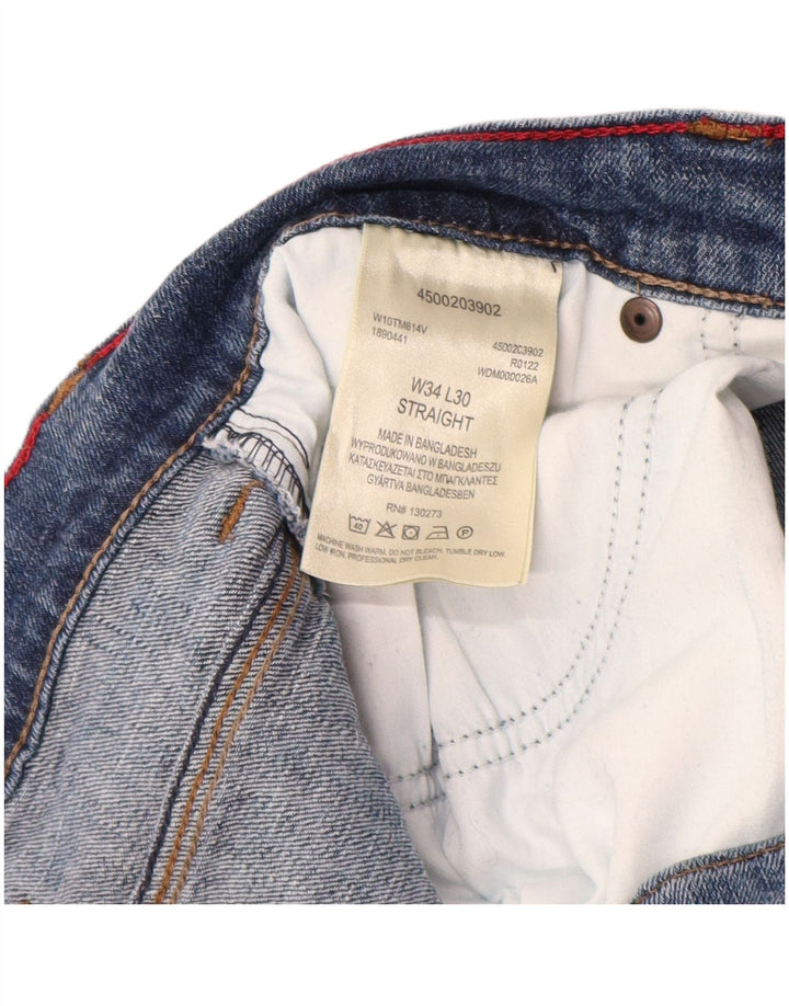 Wrangler Mens Straight Jeans W34 L30 Blue Cotton