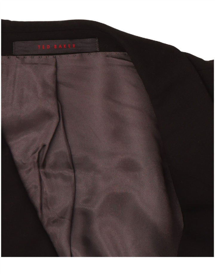 Ted Baker Mens 3 Button Blazer Jacket US 42 XL Black New Wool