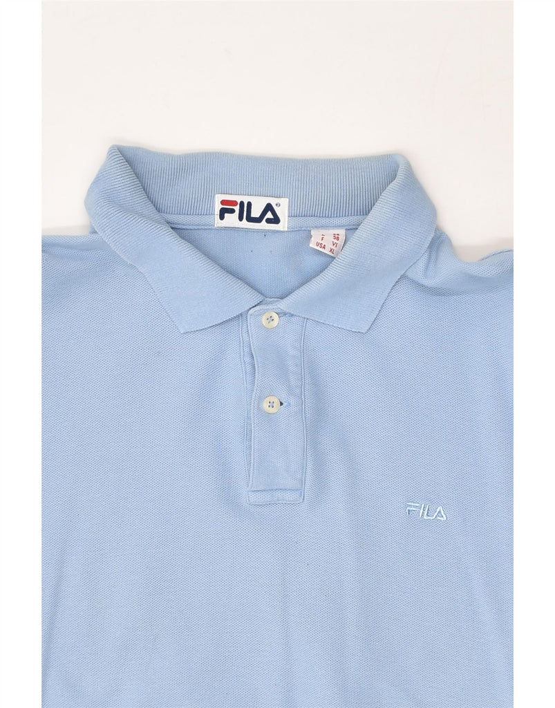 FILA Mens Long Sleeve Polo Shirt IT 56 XL Blue Cotton | Vintage Fila | Thrift | Second-Hand Fila | Used Clothing | Messina Hembry 