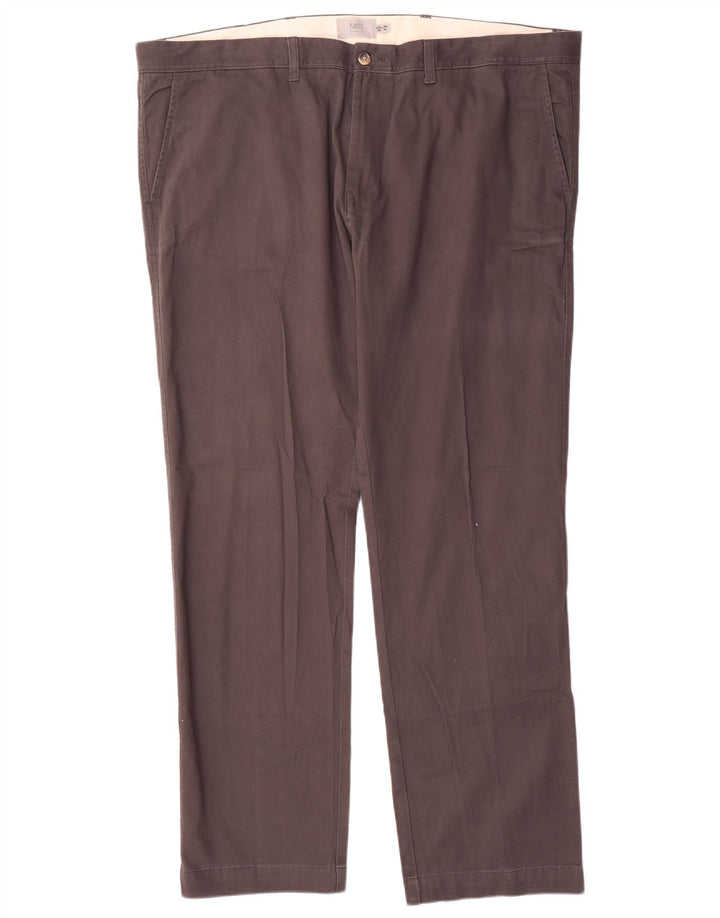 Marks & Spencer Mens Straight Chino Trousers W44 L31 Grey Cotton